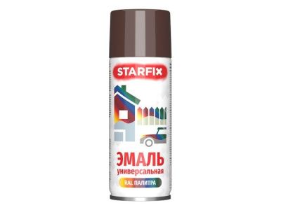 Краска-эмаль аэроз. универсальная коричневый Starfix 520мл (8016) (Махагон коричневый, глянцевая) SM-102044-1