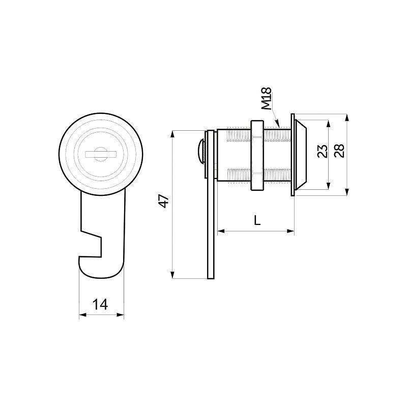 Замок для распашной двери механический 103-16, черный, AKS 117295