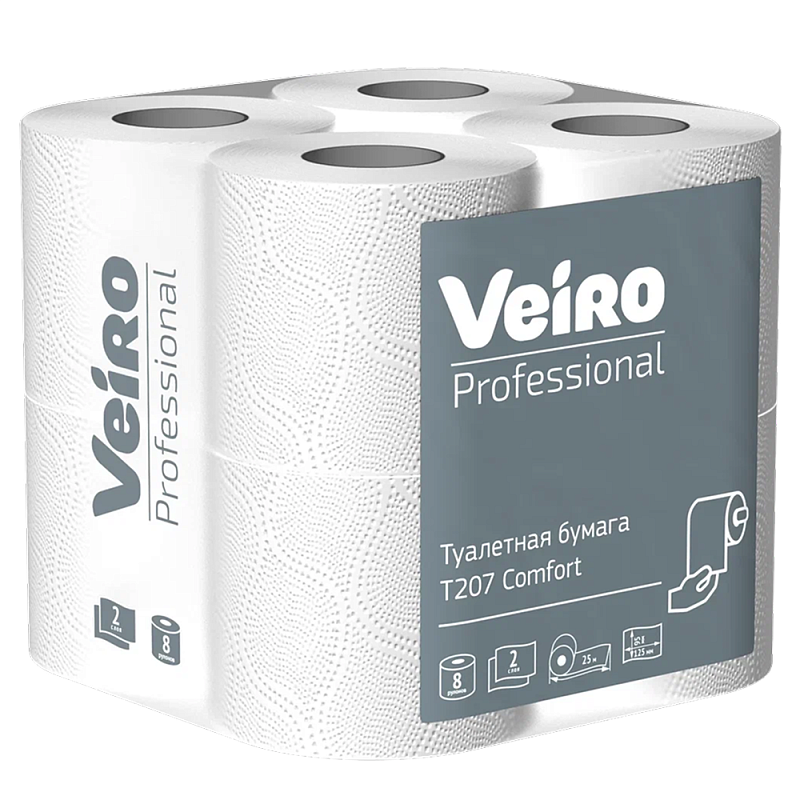 Бумага туалетная "Professional Comfort", 2 слоя, 8 рулонов