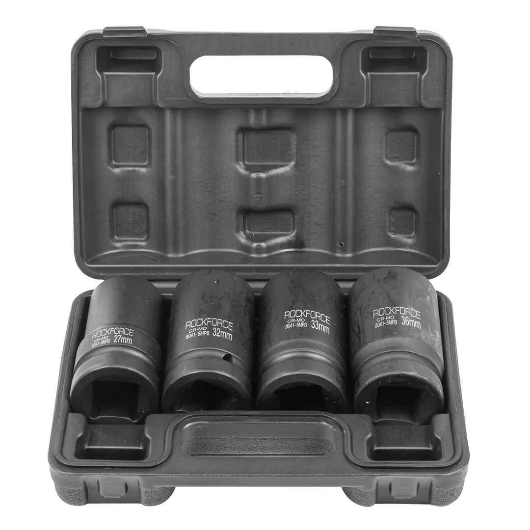 Набор головок ударных глубоких 4 пр., 1" 6-гр. 27, 32, 33, 36 мм RockForce RF-8041-5MPB