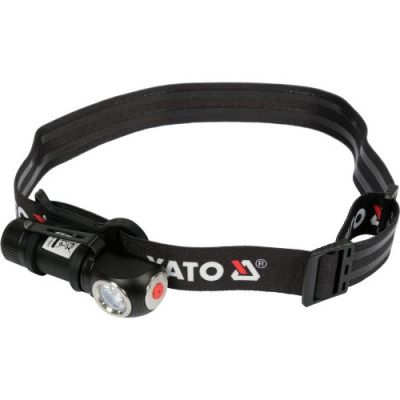 Фонарик налобный CREE XPG LED 2 в 1 80х20х26 мм, 3W, 350lm, 3.7V, 700mAh, usb, IK07 Yato YT-08597