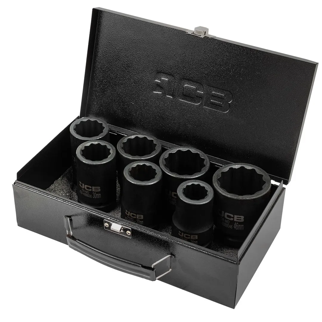 Набор ударных глубоких головок 24-46 мм 12-гр 1'' 7 пр JCB JCB-8072-9MPB