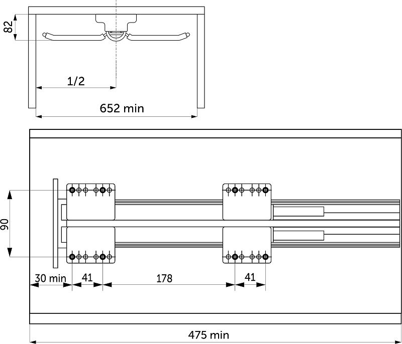 Выдвижная вешалка для брюк BRUNO крепл.верх./двойная 642*470*82, графит PRIME by AKS 115590