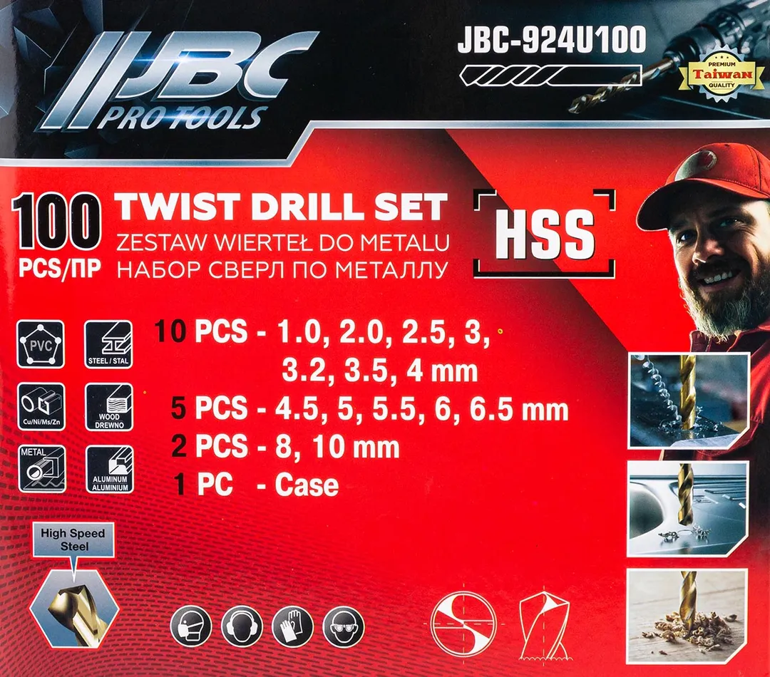 Набор сверл по металлу 1-10 мм 100 пр JBC JBC-924U100