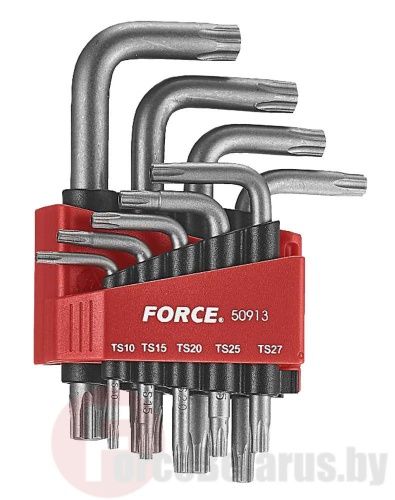 Набор ключей Torx 5-ти лучевых с отверстием Г-образных TS10-TS50 9 пр. Force 50913