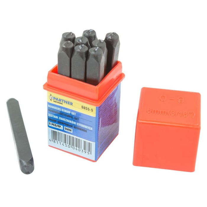Набор цифровых штампов 9 пр., 5 мм, в пластиковом футляре Partner PA-6855-5