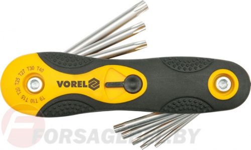 Набор ключей складных TORX с отверстием T9-T40 8 пр. Vorel 56507