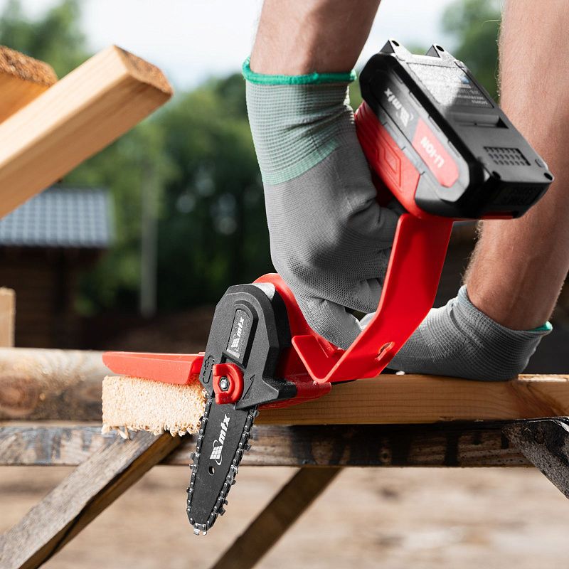 Цепная мини-пила аккумуляторная, MCS-100, шина 100 мм, Li-Ion, 20 В MTX 58640