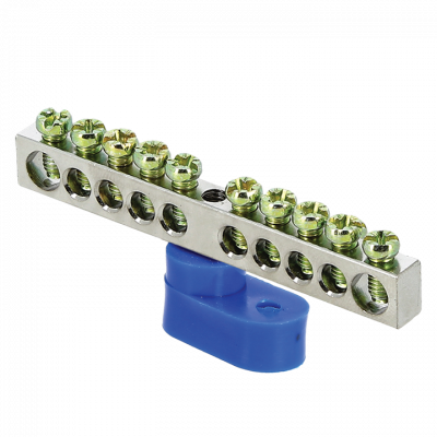 Шина "0" N (6x9мм) 10 отв, цинк синий угловой изолятор EKF PROxima sn1-63-10-1