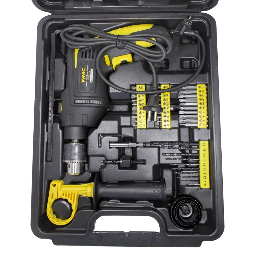 Дрель с набором инструментов 59 пр. 220V, 750W, 0-2900об/мин. WMC TOOLS WMC-1059