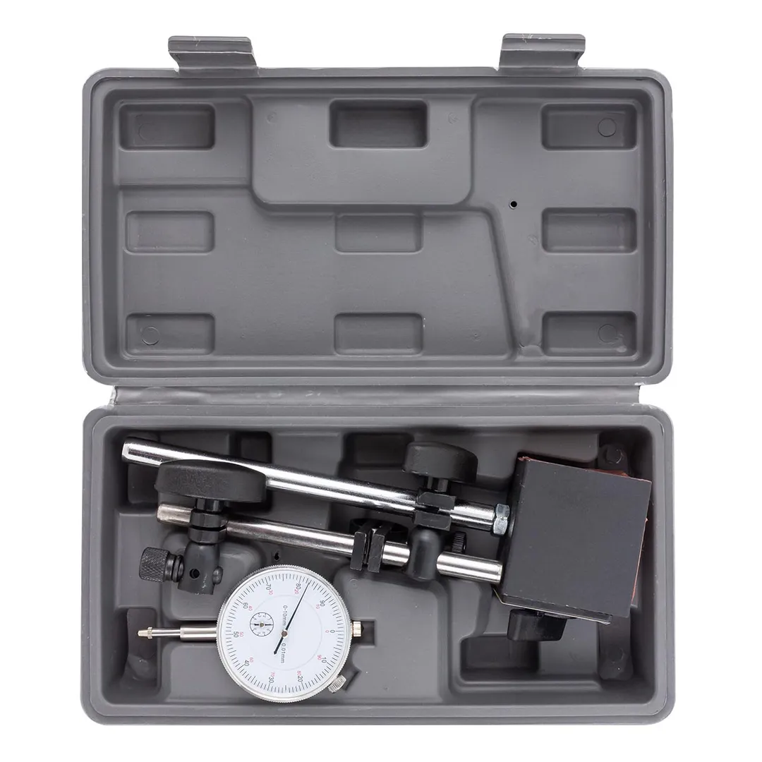 Индикатор часового типа с магнитной стойкой 0-10 мм, погрешность-0,01 мм, в пласт.кейсе ILOforce IF-01729