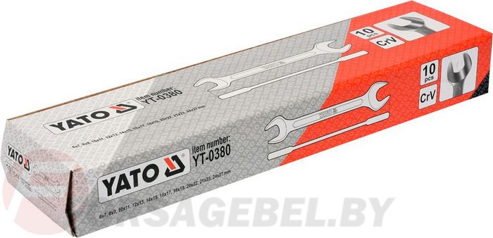 Набор ключей рожковых 6-27 мм 10 пр. CrV Yato YT-0380