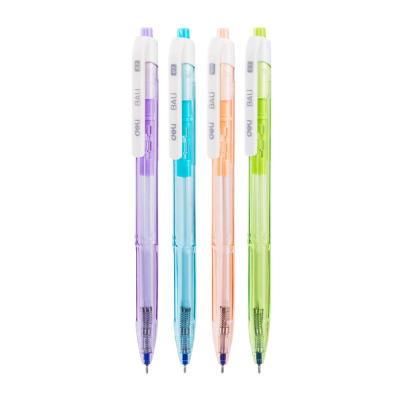 Набор ручек шариковых "Deli EQ02836-4BL", 0.7 мм, прозрачный, стерж. синий, 4 шт