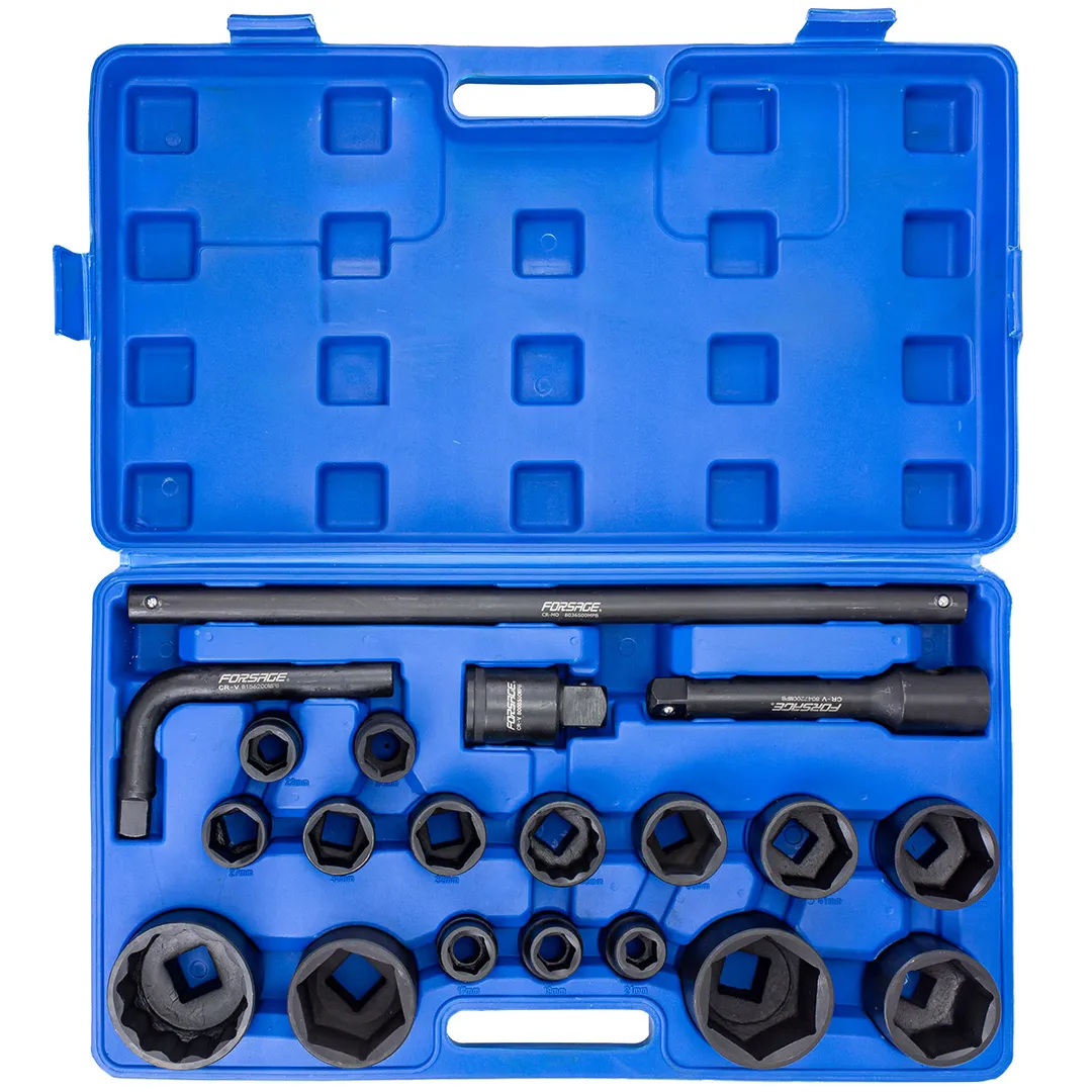 Набор ударных головок 17-50 мм 3/4''&1'' 6-гр&12-гр 20 пр Forsage F-6204-5MPB