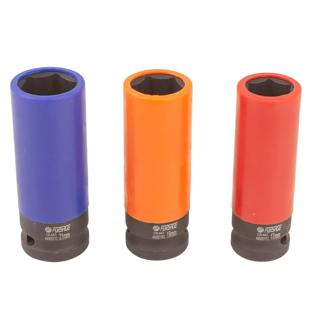 Набор ударных головок для литых дисков 17, 19, 21 мм 3 пр 1/2'' 6-гр Forsage F-4032C