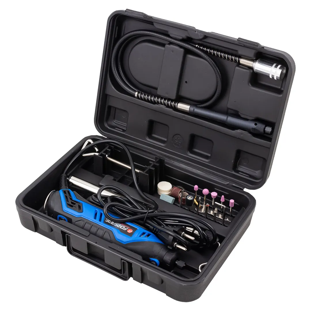 Гравер электрический ручной с набором аксессуаров, 130W, 220V, 10000-32000об/мин, цанга 2.3, 3.2 мм Forsage F-GM10-150E