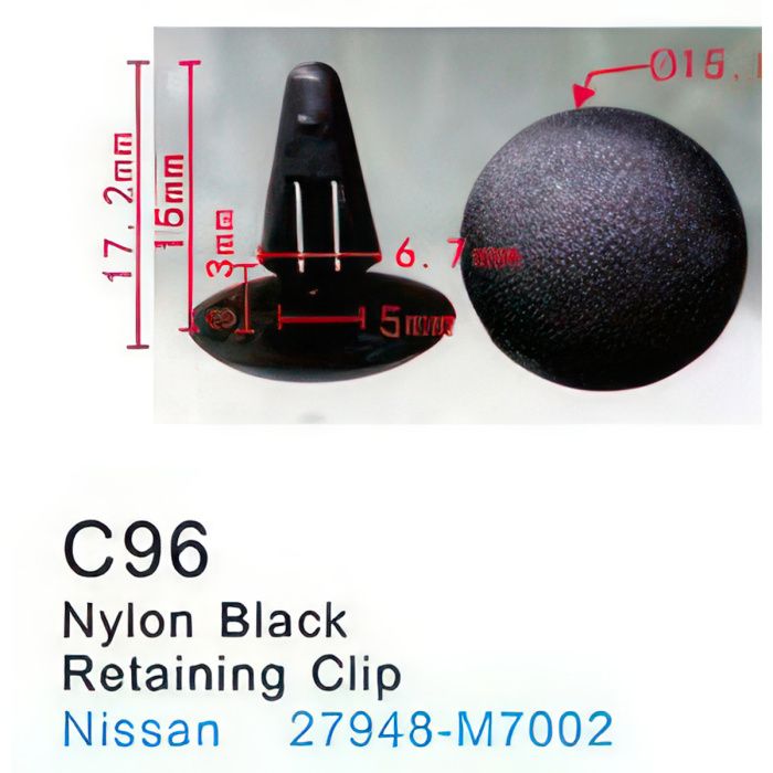 Клипса для крепления внутренней обшивки а/м Ниссан пластиковая, 100 шт Forsage C0096(Nissan)