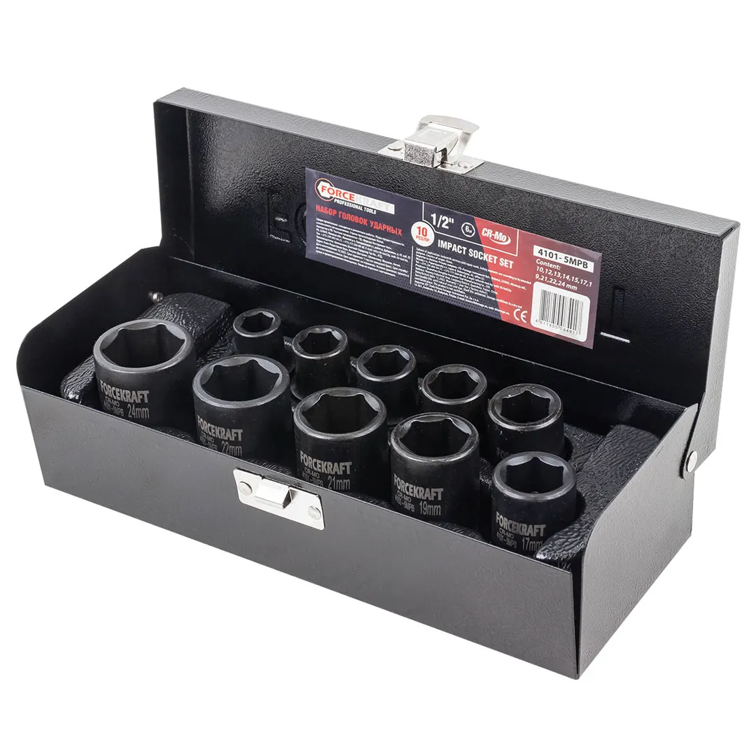 Набор ударных головок 10 пр. 1/2'' 6-гр 10-24 мм ForceKraft FK-4101-5MPB