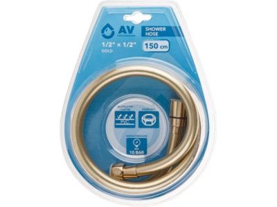 Шланг душевой, PVC, 1/2" г-г 150 см, золото, AV Engineering AVSSS-116
