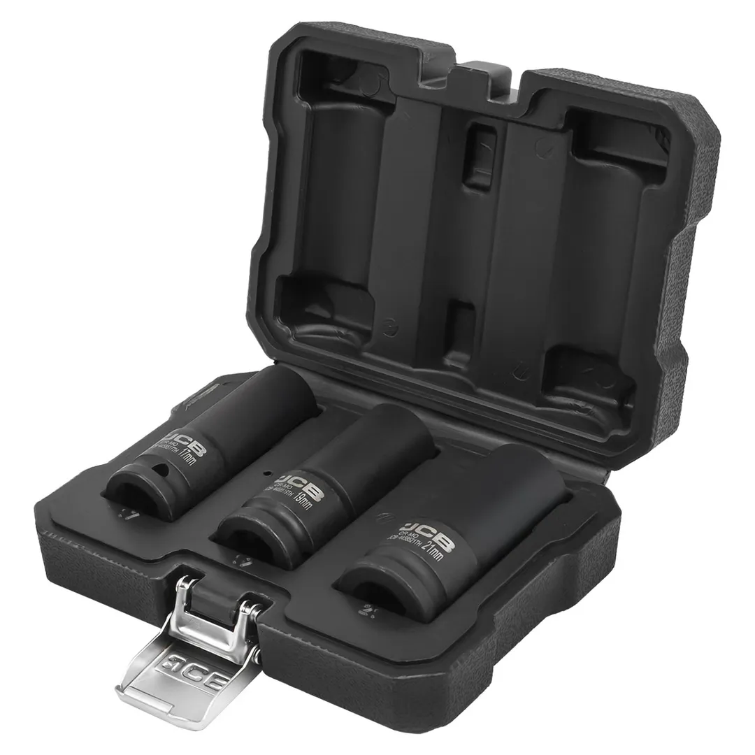 Набор головок ударных глубоких тонкостенных 17, 19,21 мм 1/2'' 6-гр 3 пр JCB JCB-4032TH