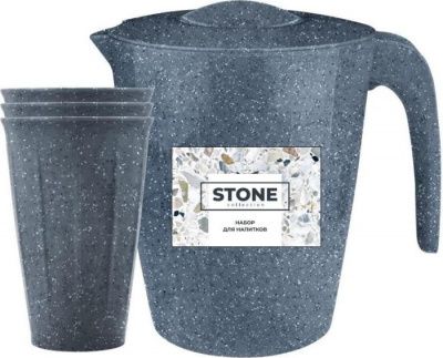 Набор для напитков Sugar&Spice STONE (Кувшин 1,9л+3 стакана 0,35л) темный камень Пластик Репаблик SE182811026