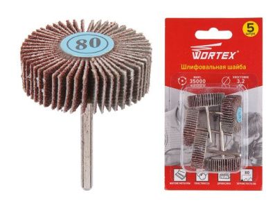 Шлифовальная шайба 32 мм, диам. хвостовика 3.2 мм, зерно 80, 35000 об/мин WORTEX ETEG3232018