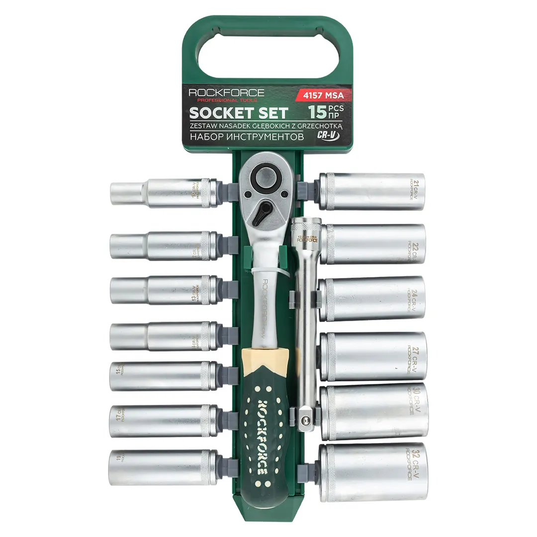Набор глубоких головок 10-32 мм 1/2'' 6-гр 15 пр RockForce RF-4157 MSA