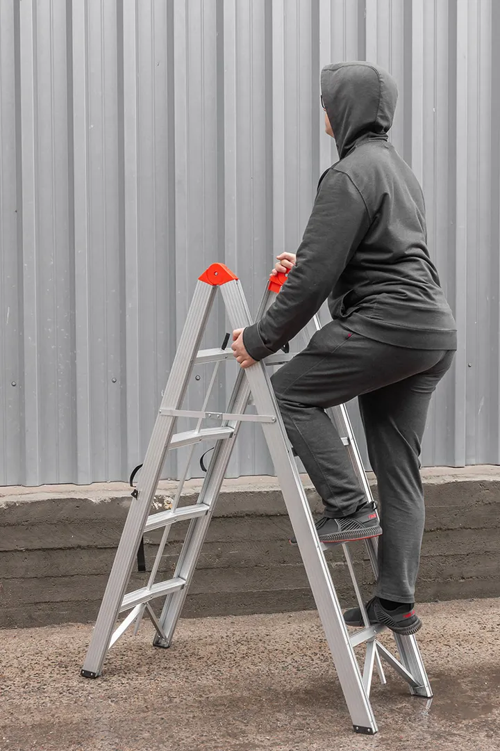 Стремянка складная алюминевая бытовая, 4 ступени Forsage F-TL603-4