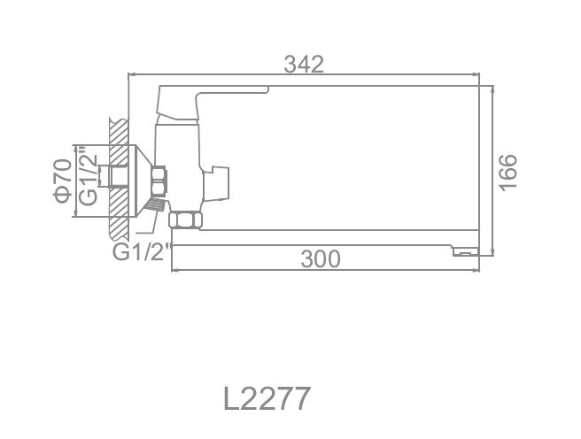 Смеситель для ванны с длинным поворотным изливом 300 мм, латунь, хромированный L2277 Ledeme