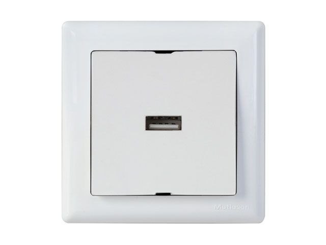 Розетка 1-ая USB, скрытая, горизонт., белая, DARIA, USB-зарядка, 5V-2.1A, Mutlusan 21204480101