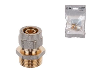 Ниппель 16, 2.0х3/4" нар. для труб PEX, инд. упак. AV Engineering AVE309014