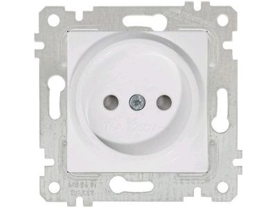 Розетка 1-ая (скрытая, без рамки, б/з, шторки) белая, RITA, (10 A, 250 V, IP 20) Mutlusan 22006060201
