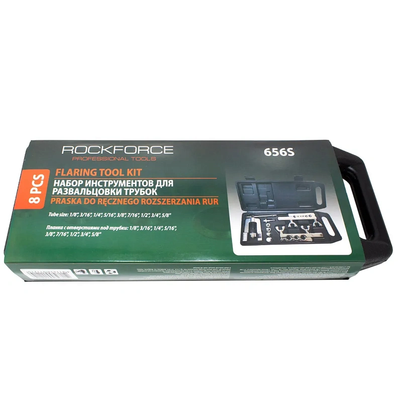 Набор для развальцовки трубок 1/8", 3/16", 1/4", 5/16", 3/8", 7/16", 1/2", 3/4", 5/8" 8 пр RockForce RF-656S
