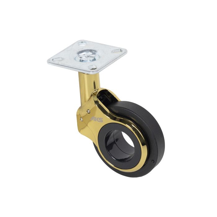 Колесо меб. GALAXY d60 h94 с площадкой, золото/черный AKS 122711