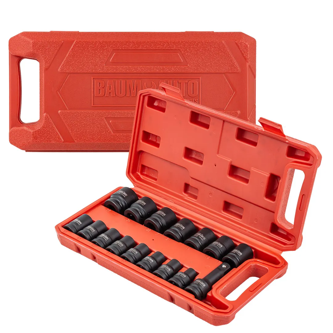 Набор ударных головок 8-27 мм 1/2'' 6- гр 16 пр, удлинитель 75 мм BaumAuto BM-4179-5MPB
