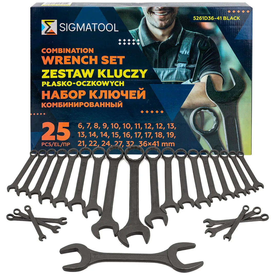 Набор ключей комбинированный 6-32 мм 25 пр SIGMATOOL Sigmatool-5261D36-41 BLACK