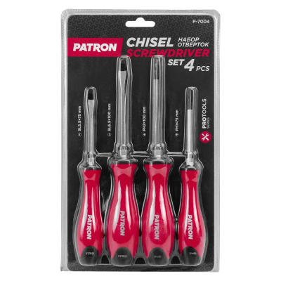 Набор ударных отверток PH, SL 4 пр PATRON P-7004