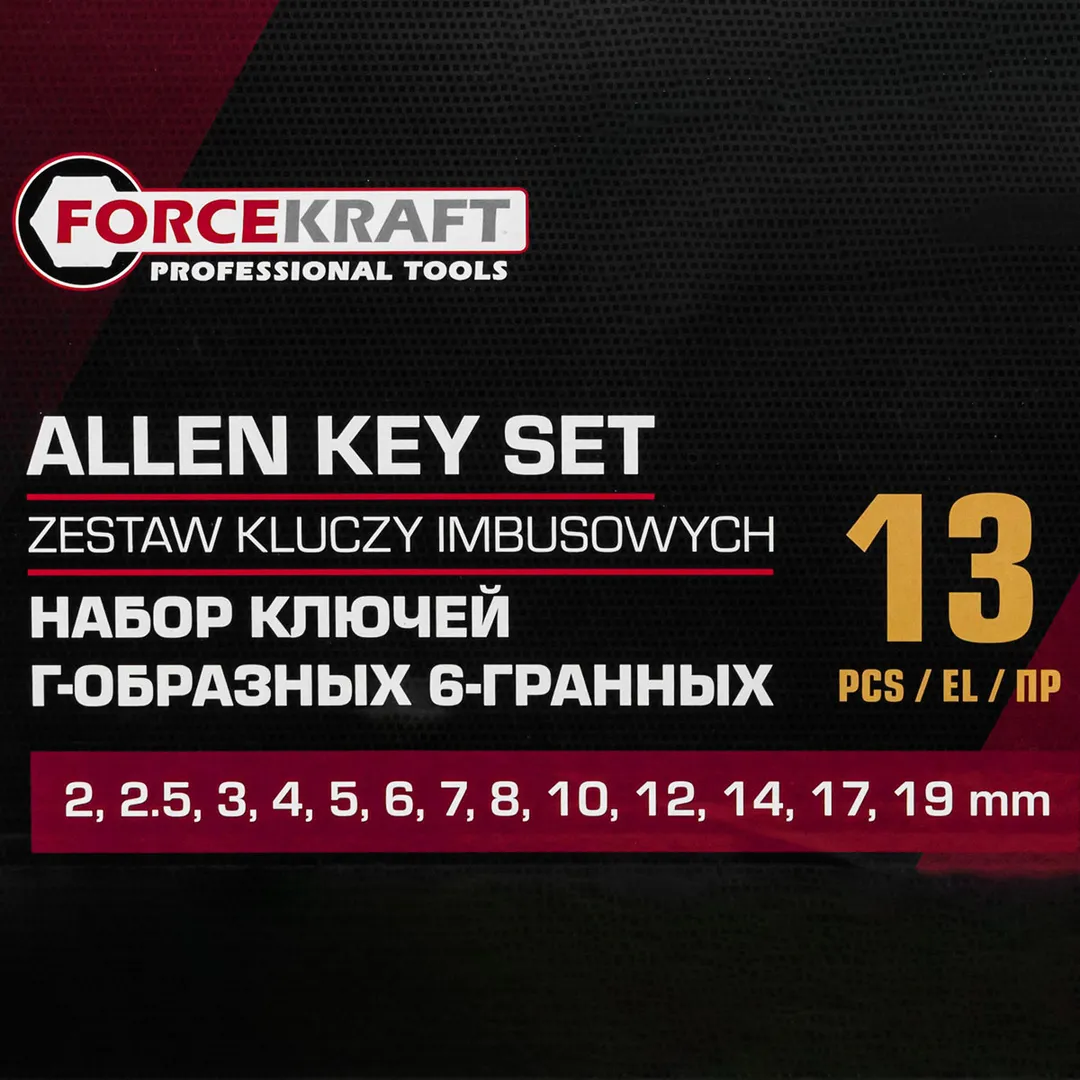 Набор Г-образных ключей HEX 2-19 мм 13 пр ForceKraft FK-5137C