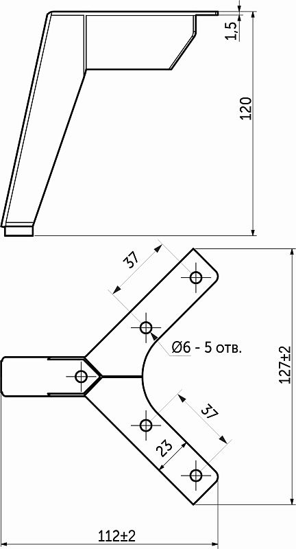 Опора мебельная мет. TRIADA h120 угловая черный матовый AKS 112851