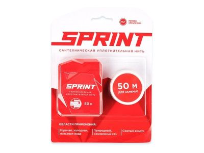 Нить для герметизации резьбовых соединений Sprint 50 м бокс +50 метров катушка СантехМастер 61012