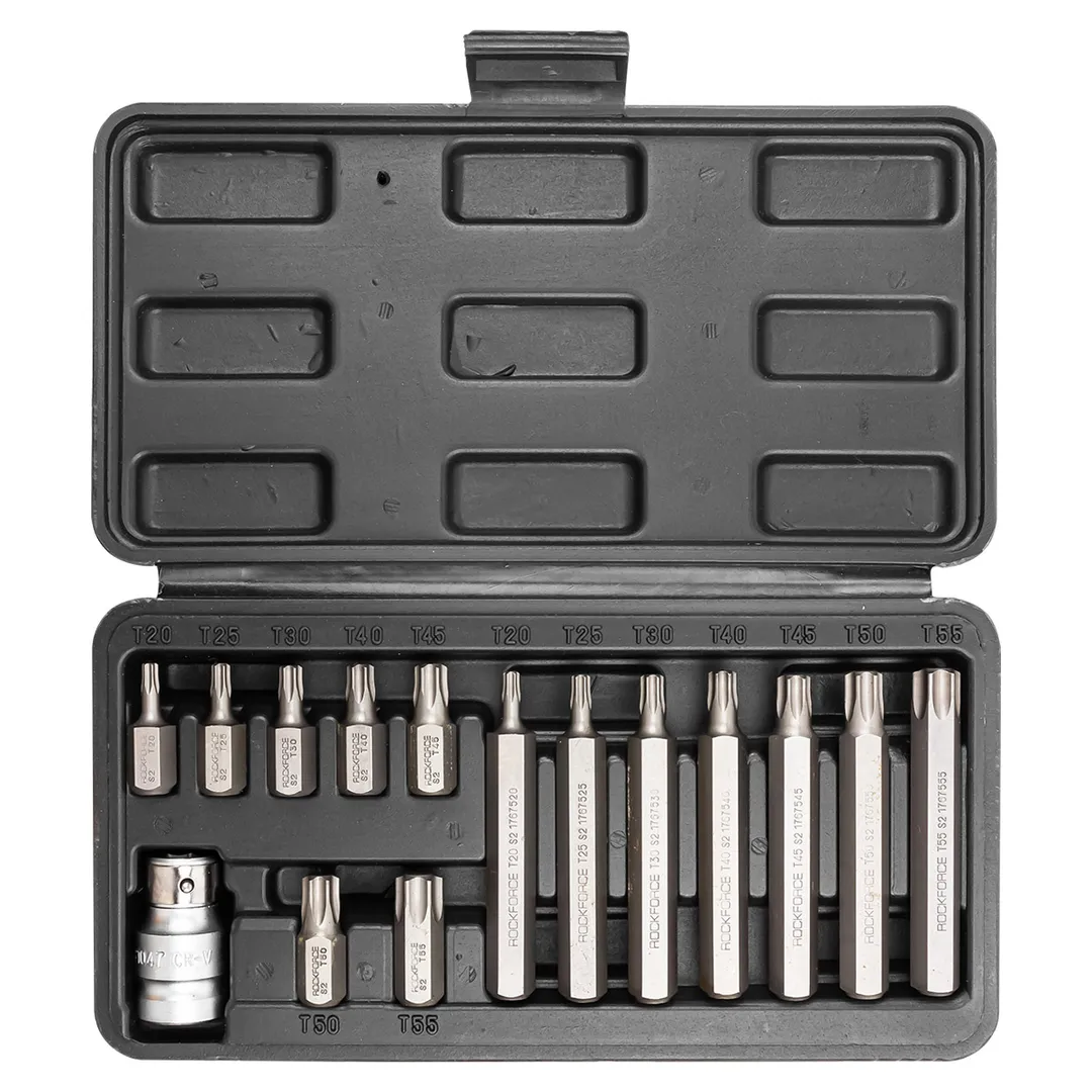 Набор бит Torx с адаптером 15 пр. 10 мм RockForce RF-4156(C)