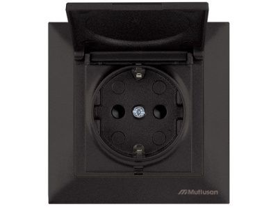 Розетка 1-ая, скрытая, с/з, шторки, с крышкой, черная, DARIA, 16 A, 250 V, IP 20, Mutlusan 21206110284