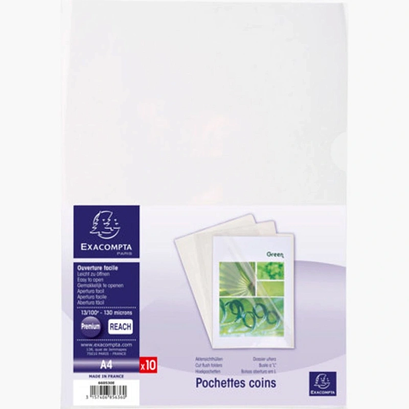 Папка-уголок "Exacompta", А4, 130 мк, ПВХ, прозрачный