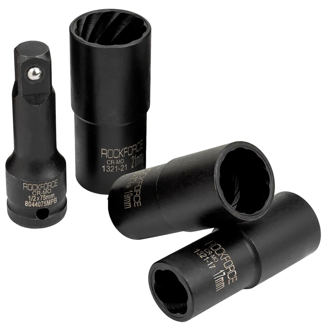 Набор головок-экстракторов для поврежденных болтов и гаек 4 пр 1/2'' RockForce RF-906U3