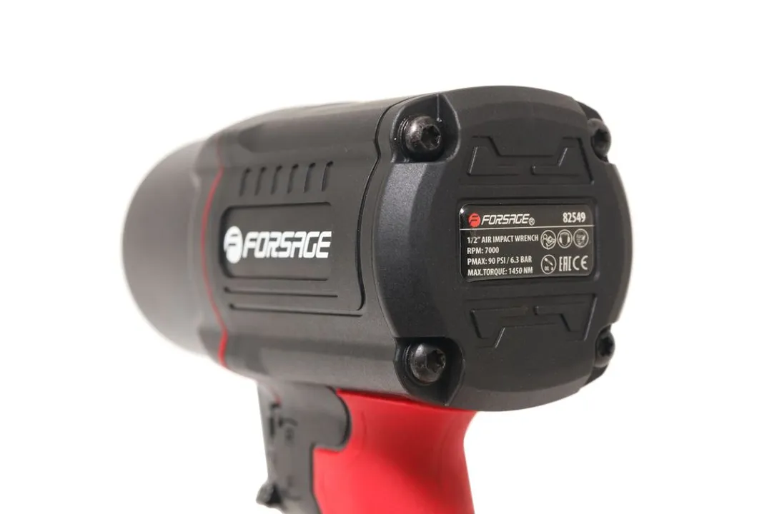 Пневмогайковерт ударный 1/2'' 1450 Hм ''Twin Hammer'' с регулировкой усилия в облегченном корпусе с набором головок Forsage F-82549K4