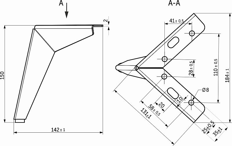 Опора мебельная мет. HELLY h150 угловая черный матовый AKS 114003