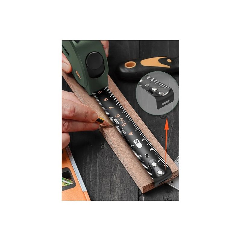 Рулетка Deli HS HT8316L, 3 м х 6 мм, Soft Touch, зеленый