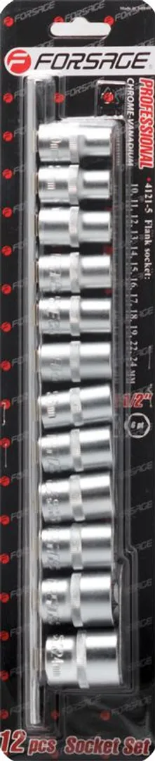 Набор головок 12 пр. 1/2'' 6-гр. 10-19, 22, 24 мм Forsage F-4121-5