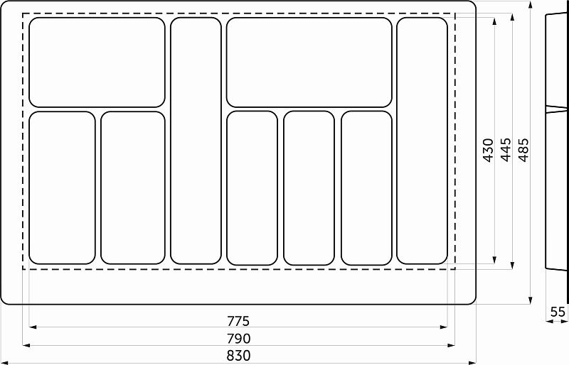 Лоток для столовых приборов 900 LINER 830*485, белый AKS 132249