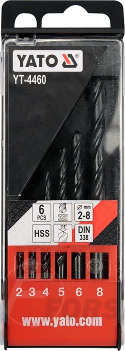 Набор сверл по металлу 2,0-8,0 мм HSS 6 пр. Yato YT-4460